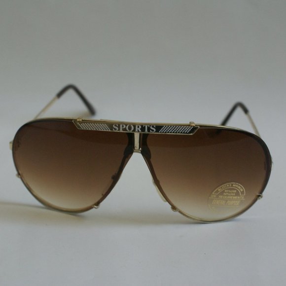NWT TruVintage 90's semi-rimless Aviator pilot style w/"SPORTS" logo Sunglasses - Picture 8 of 10
